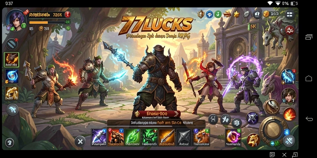 Screenshot gameplay ARPG yang mendebarkan dalam 77LUCKS.