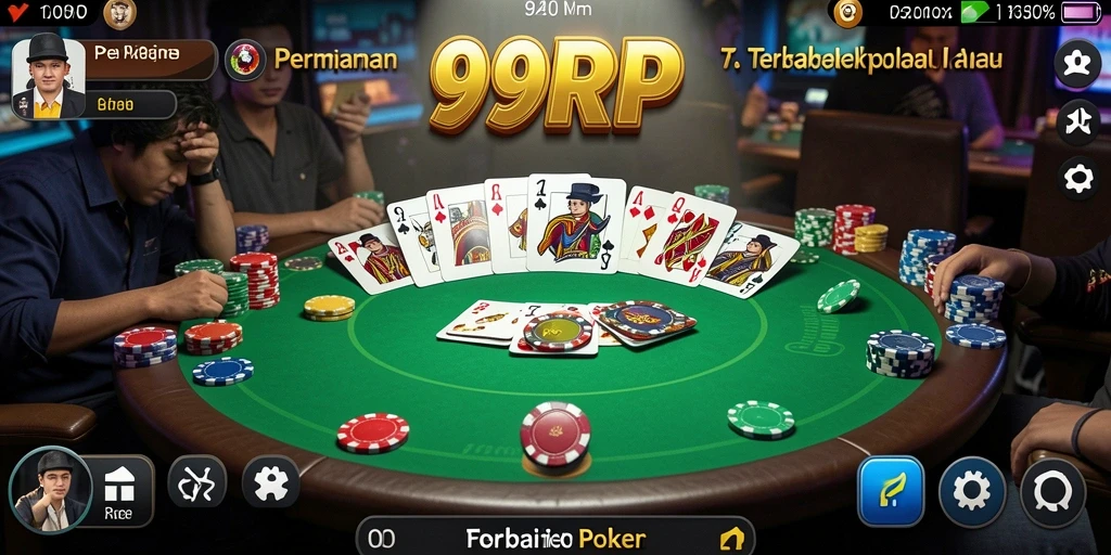 Tampilan menarik dari gameplay Poker yang mendebarkan di 99RP.
