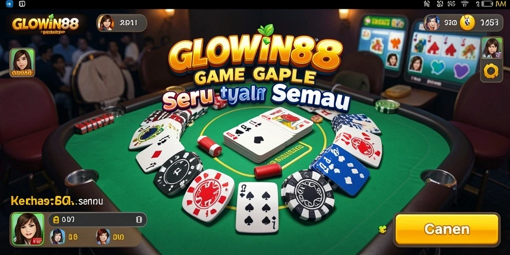 Tampilan antarmuka GLOWIN88 yang menarik saat bermain Gaple.
