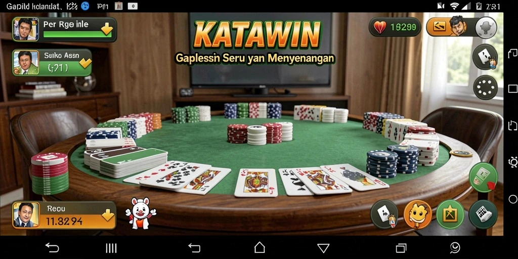 Screenshot gameplay KATAWIN yang menunjukkan serunya bermain Gaple.