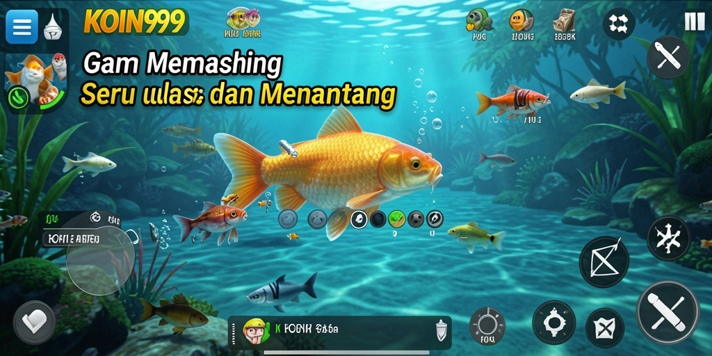 Tampilan gameplay KOIN99 yang seru dan penuh aksi memancing.