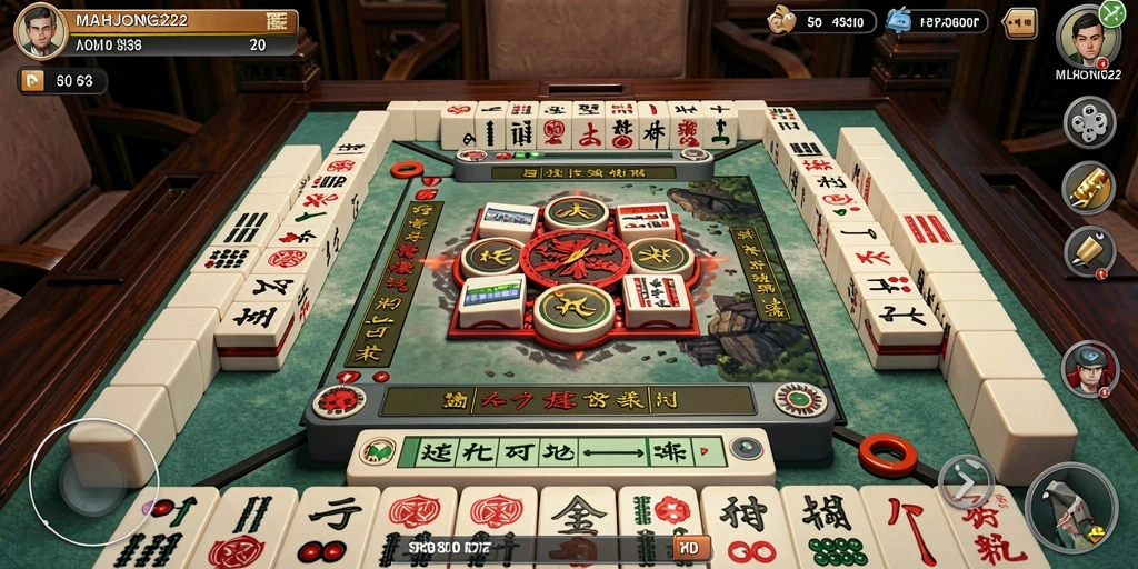 Tampilan seru gameplay MAHJONG222 dalam pertempuran mahjong yang mendebarkan.