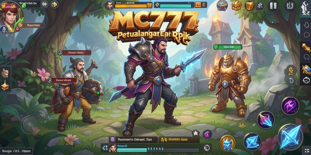 Tampilan gameplay RPG menakjubkan di MC777 saat pemain bertarung di dunia fantasi.