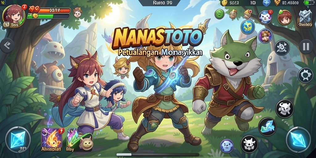 Tampilan gameplay menarik dari NANASTOTO dengan karakter anime yang menawan.