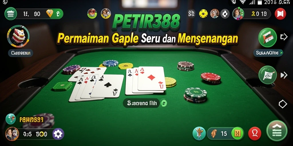 Screenshot gameplay PETIR388 menampilkan suasana seru bermain Gaple.