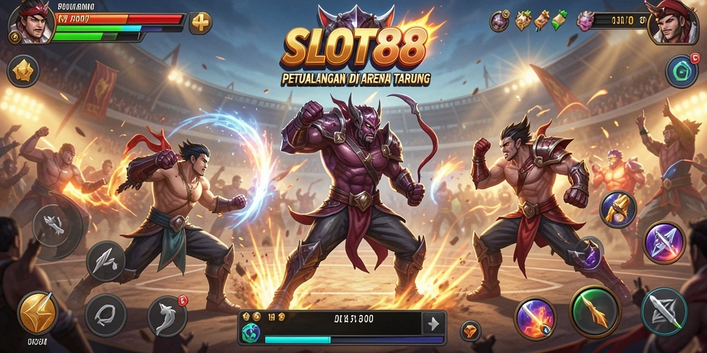 Screenshot menunjukkan aksi pertarungan hebat dalam SLOT88.