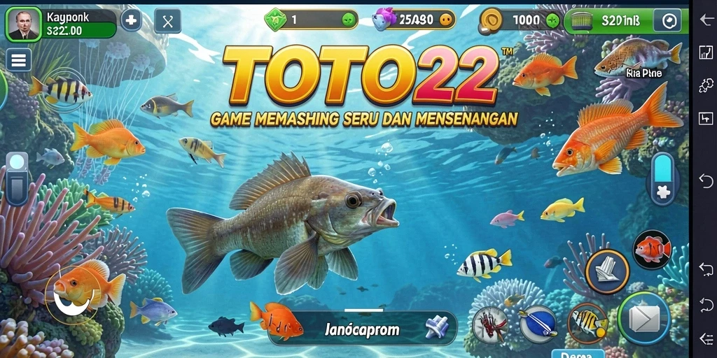 Tangkapan layar gameplay TOTO22 yang menunjukkan aksi memancing yang menarik.