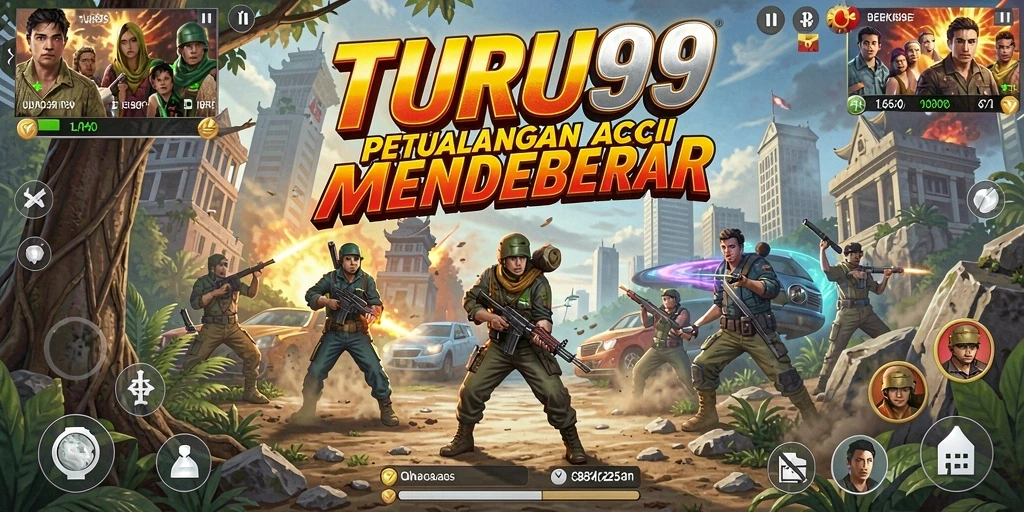 Screenshot menampilkan aksi mendebarkan dalam TURU99 dengan efek grafis yang dramatis.