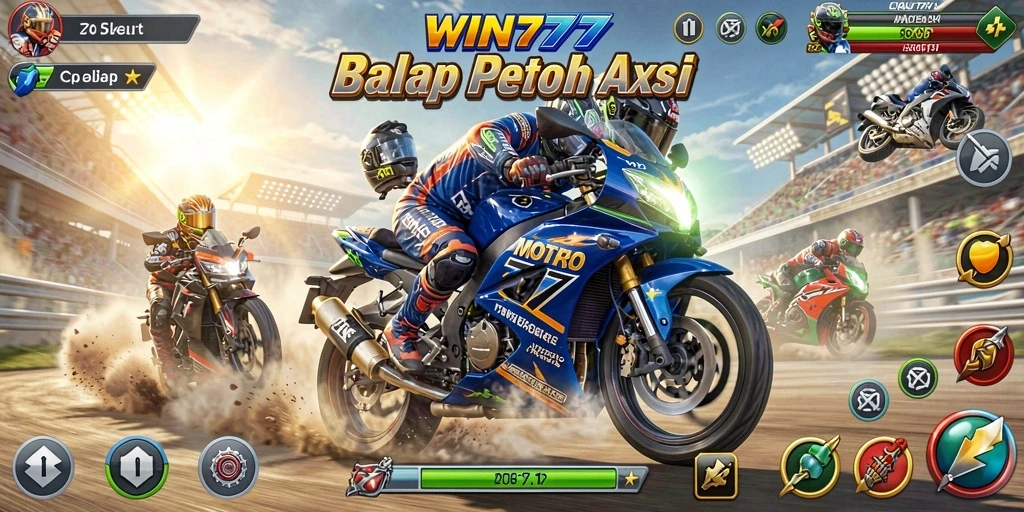 Tampilan gameplay seru dalam balapan motor di WIN777.